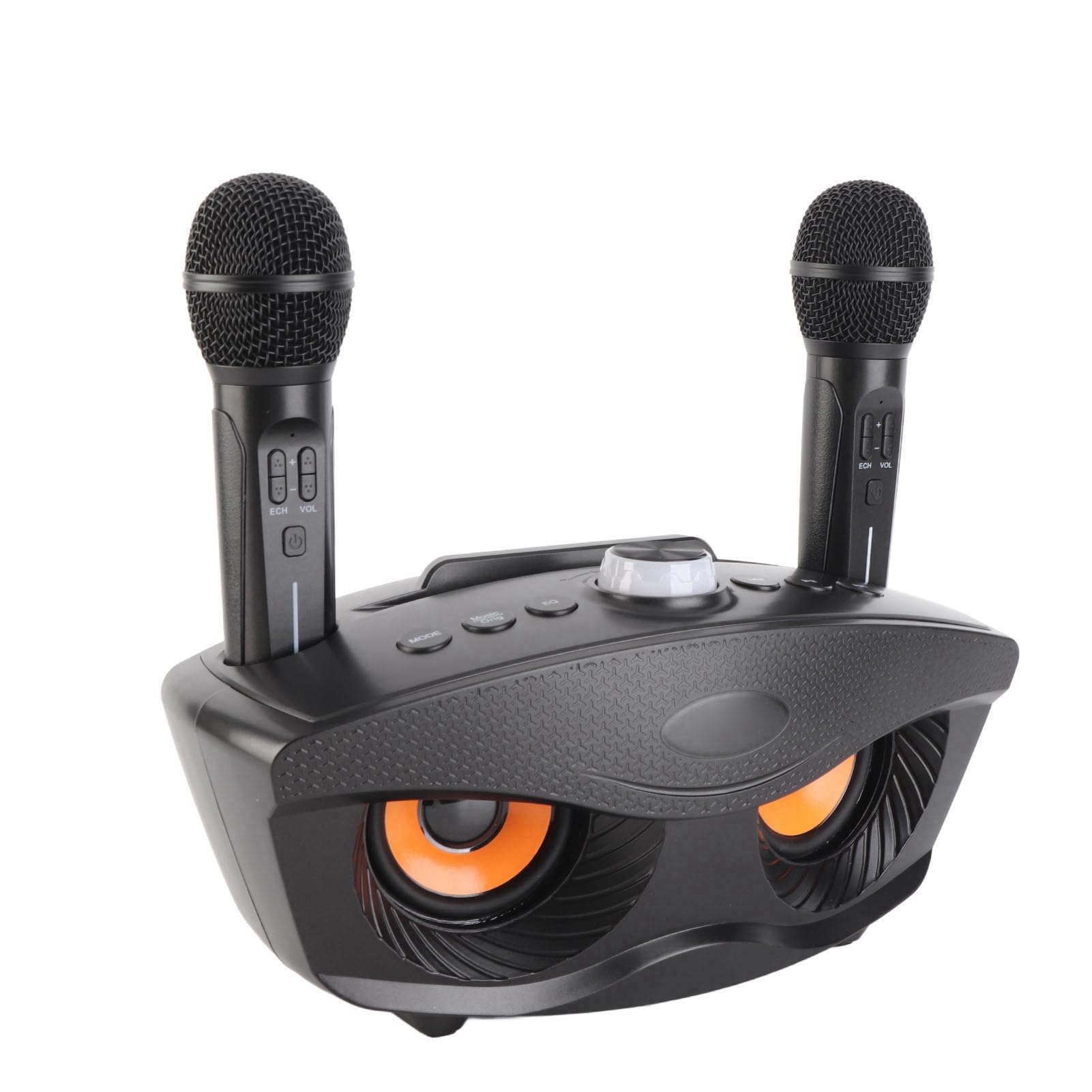 Altavoz Portátil para Karaoke en Casa con Micrófonos Duales, Entrada Auxiliar para Dispositivos Externos, Ideal Reuniones Familiares y Fiestas (Negro)