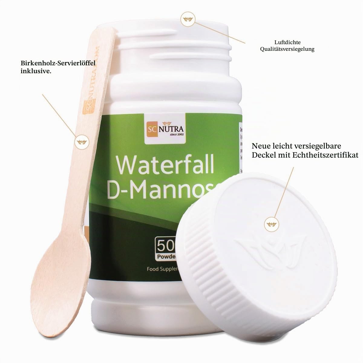 Waterfall D-Mannose Pulver - 50g - Reiner D-Mannose aus Birke - SC Nutra (Sweet Cures)
