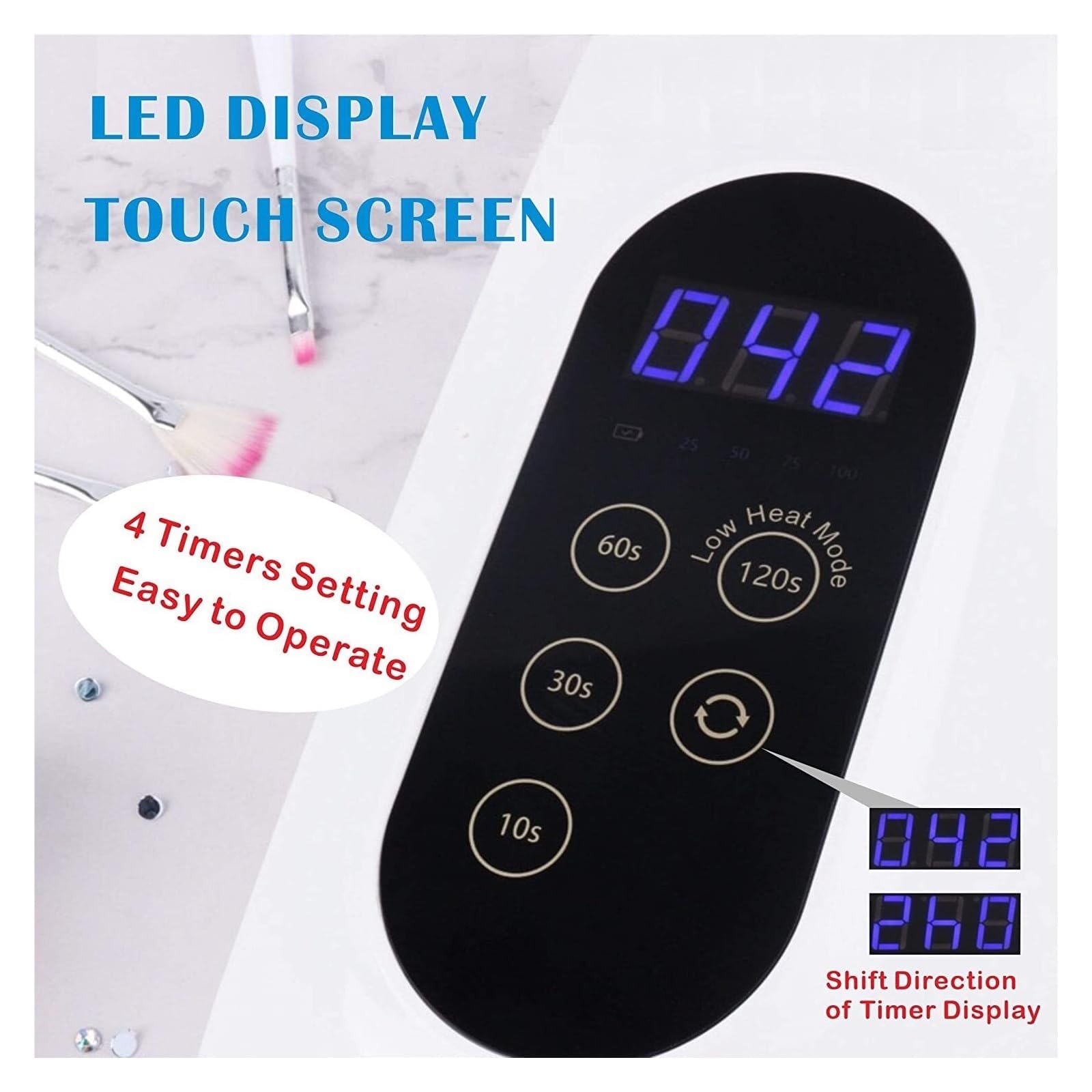 Lámpara LED de uñas de 72 W, inalámbrica, recargable, profesional, secador de uñas de gel para salón en casa, batería de 15600 mAh, lámpara de curado para esmalte de uñas