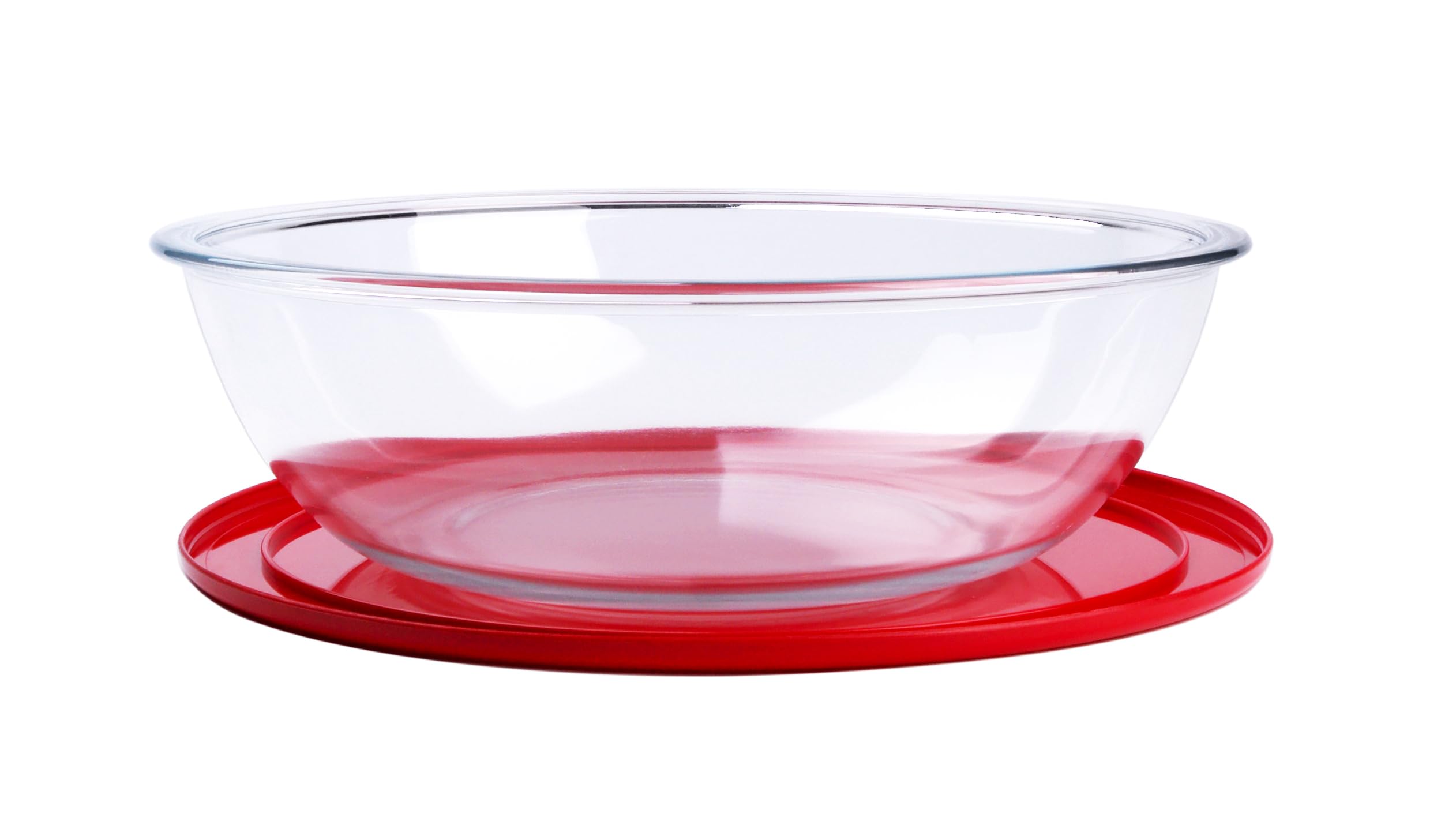 4.5L Round Glass Mixing Bowl with Lids, Glass Salad Bowls with BPA free cover. Oven, Microwave and Dishwasher Safe.