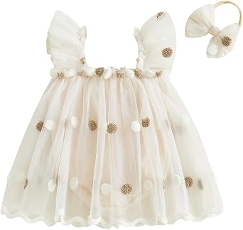 Baby Girl Summer Princess Romper Dress Newborn Plush Ball Jumpsuit Tutu Tulle Dress 0-18 Months First Birthday Outfit