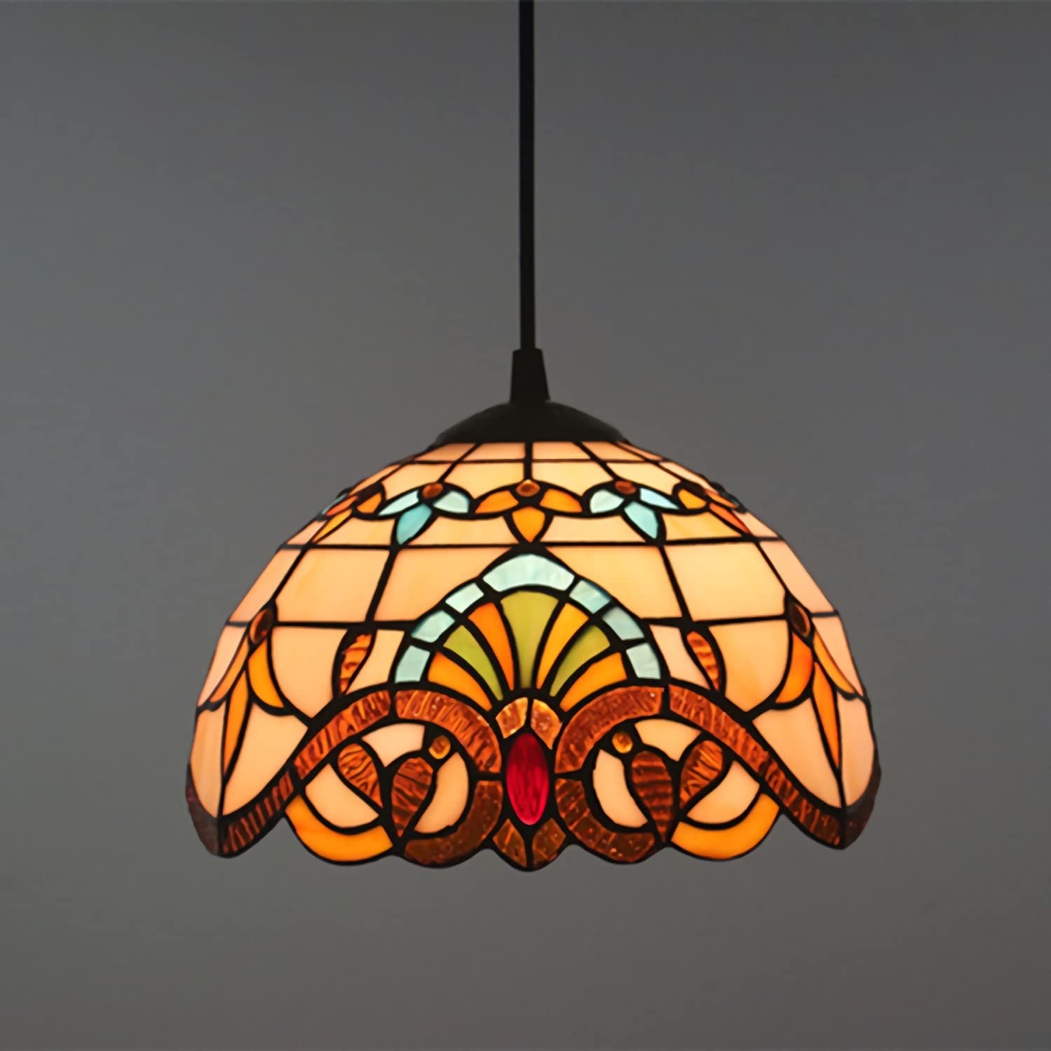 YNIYUJKL Tiffany-Style Baroque Chandeliers,Vintage Stained Glass E27 Pendant Light Fixtures For Living Room Bedroom Dining Room Hallway,40Cm-30Cmb (25Cma),25cma