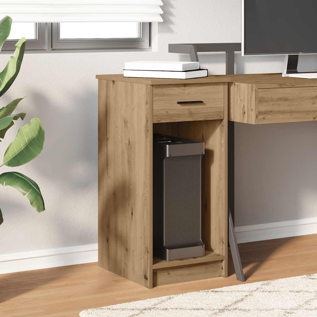 Computerschrank mit Schublade, PC-Unterschrank für Computergehäuse, PC-Ständer mit offenem Fach, Artisan-Eiche, 35 x 45 x 77 cm, Möbel für PC-Tower und Büroorganisation