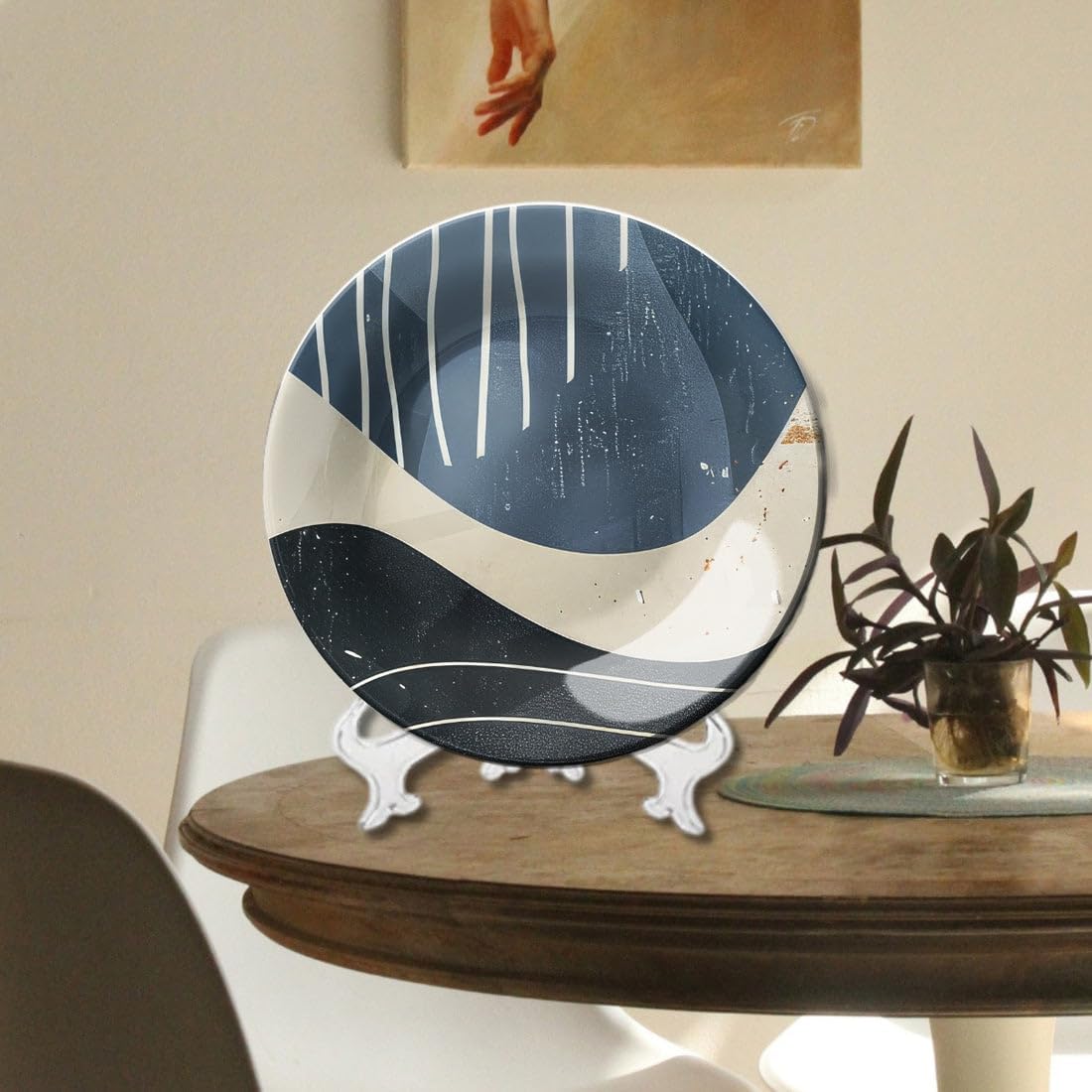 Adorvue Set of 3 Abstract Rhythm Circular Ceramic Wall Decor Aesthetic Room Decor Decorative Wall Plates For Home Decoration Show Pieces Wall Accessories For Living Room, Bedroom, Housewarming Gift 8″