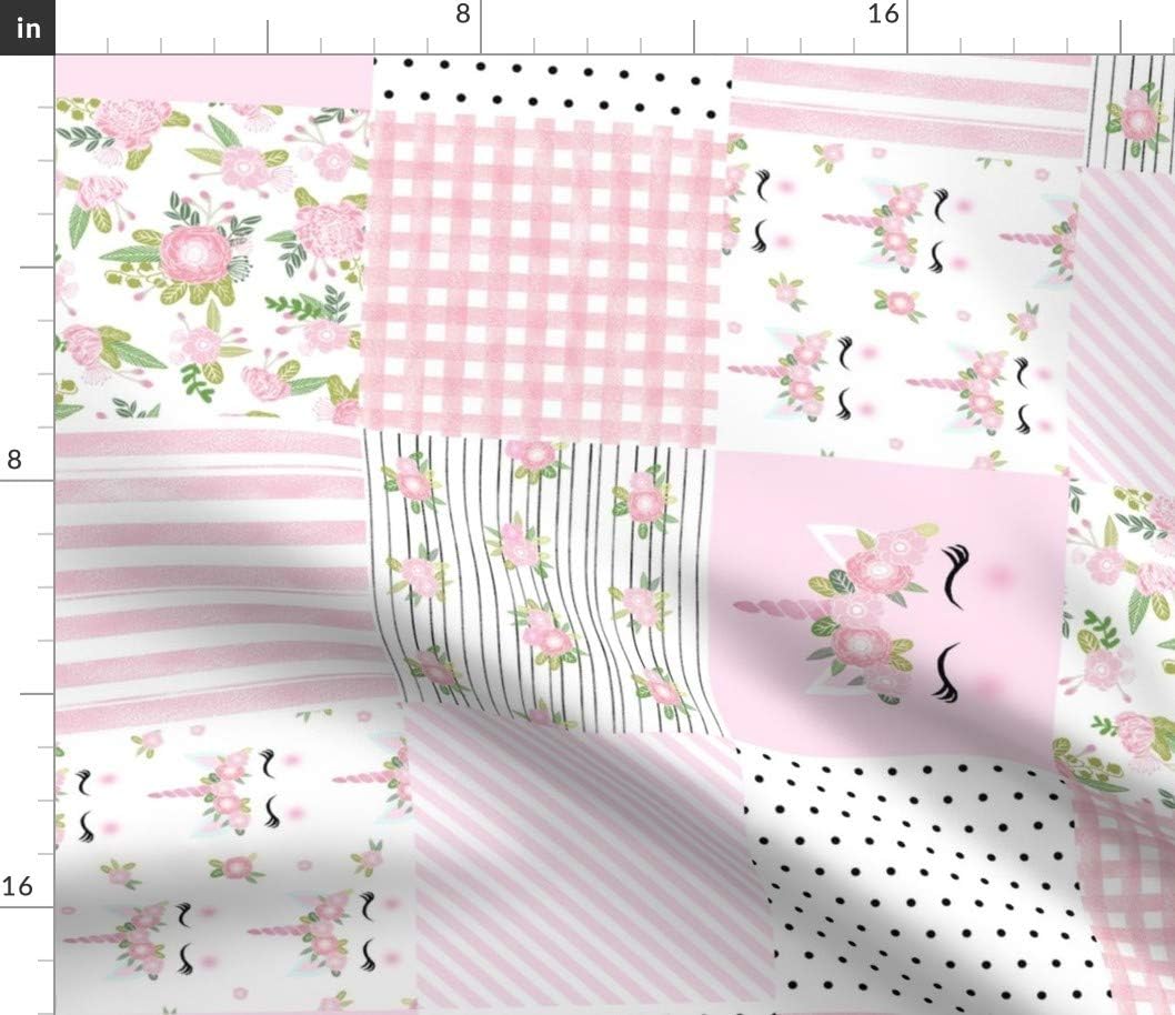 Spoonflower Fabric - Unicorn Unicorns Floral Pink Baby Girls Printed on Petal Signature Cotton Fabric Fat Quarter - Sewing Quilting Apparel Crafts Decor