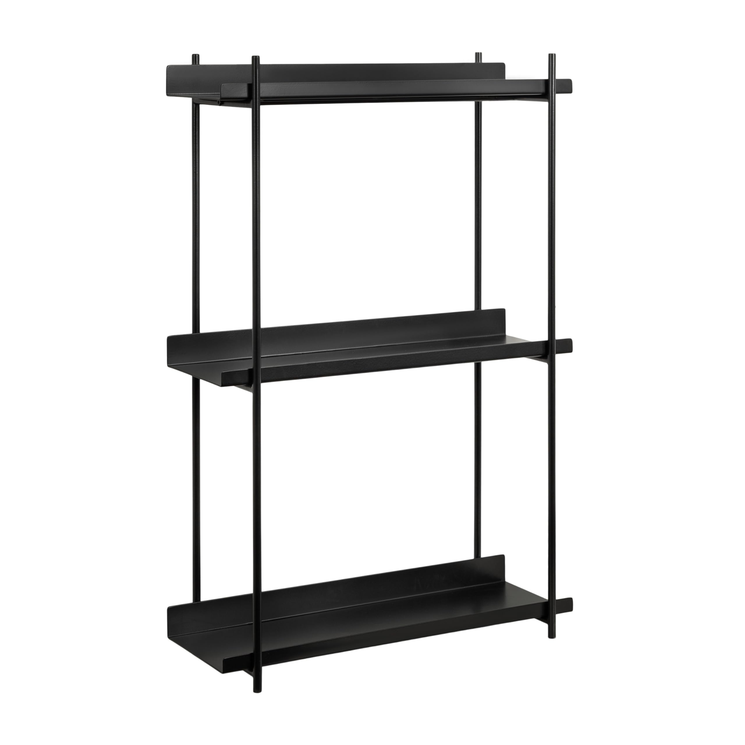 Kate and Laurel Dominic Modern Metal Bathroom Shelf, 20 x 7 x 30, Black, Contemporary Sleek 3-Tier Floating Shelves for Wall Decor, Display, and Over Toilet Storage