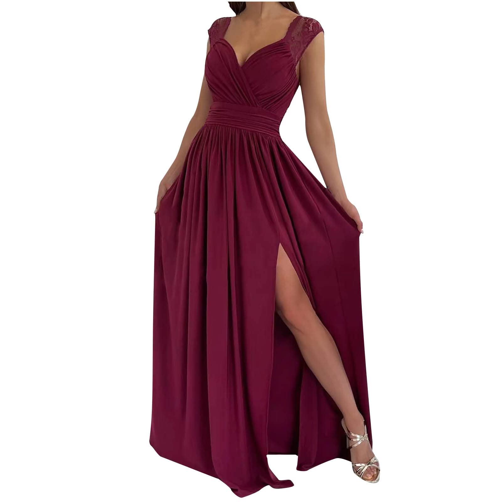 NUSGEAR 2023 Vestidos Corto sin Manga Mujer, Elegante Vestidos Fiesta Cuello en V Encaje Vestido de Cóctel Noche Suelto Vestido Vestir Moda Sexys Vestidos Partido Playa Vacaciones