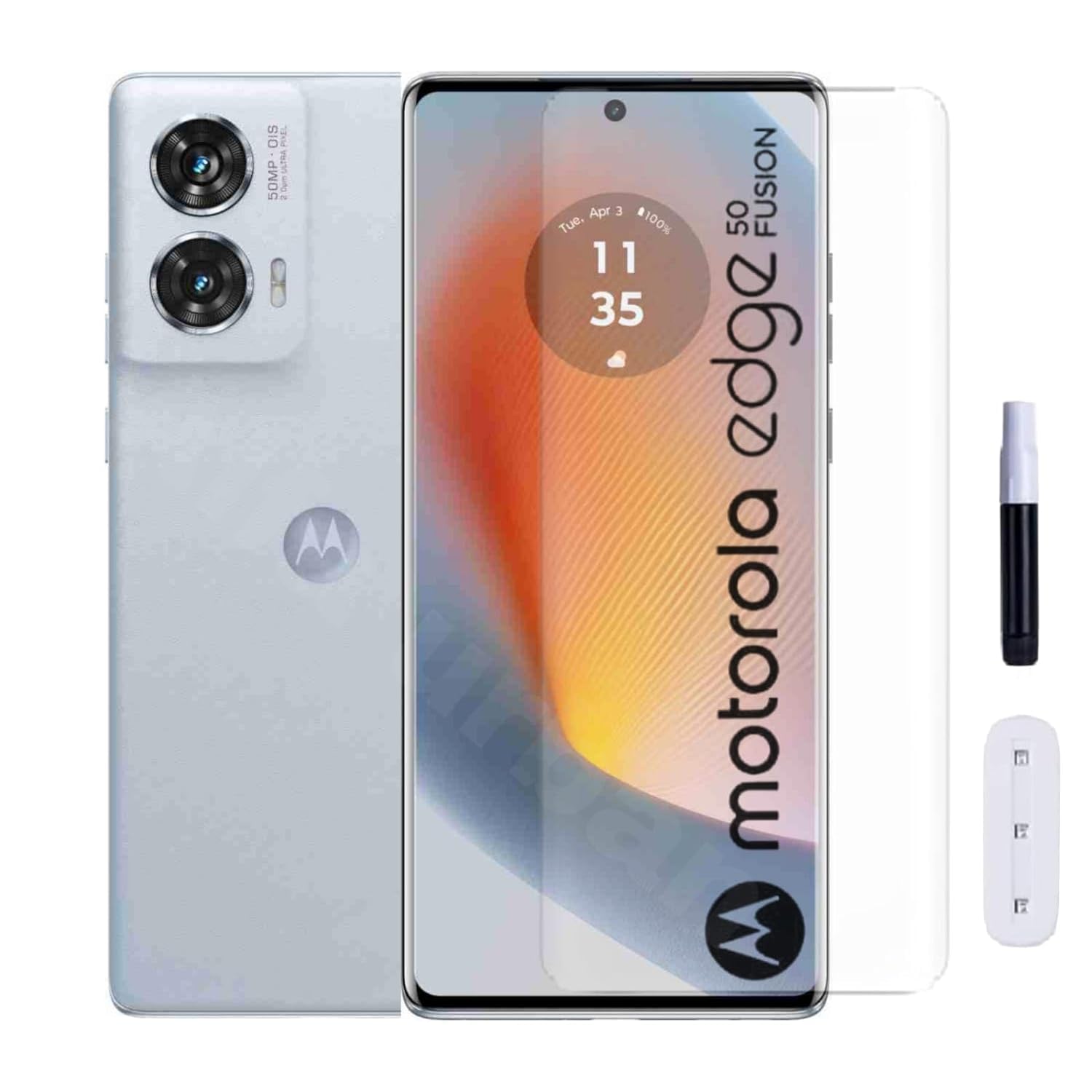 DD SON UV Tempered Glass for Motorola Edge 50 Fusion Screen Protector Full Adhesive UV Glue Curved Edge to Edge Full Screen Coverage - Easy Installation