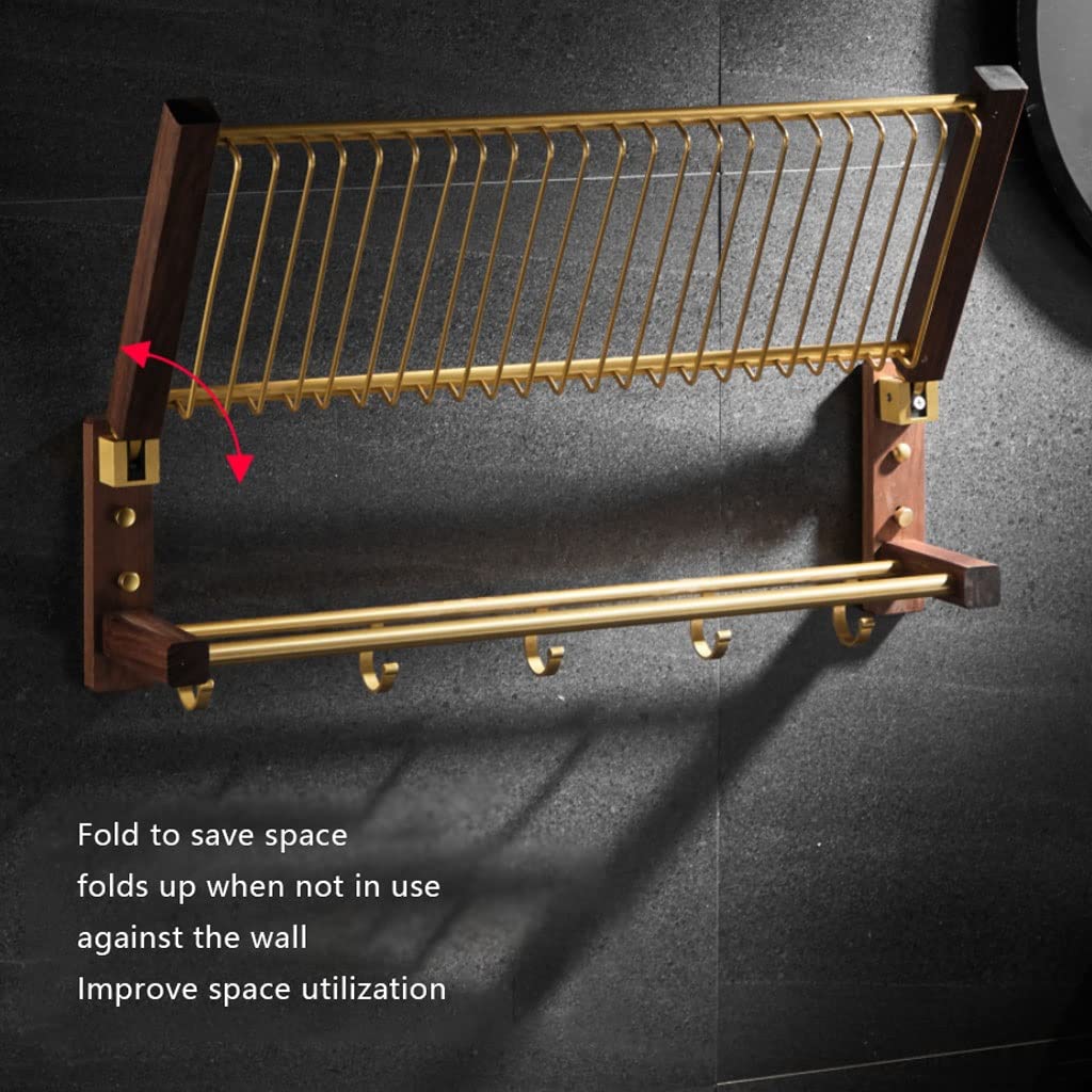 Toallero Toalleros Toalla de toalla móvil plegable con gancho de nuez de nuez de toalla de madera Espacio de aluminio Cepillado Cepillado Toalla Toallero Estante de almacenamiento Toalleros De Baño(Si