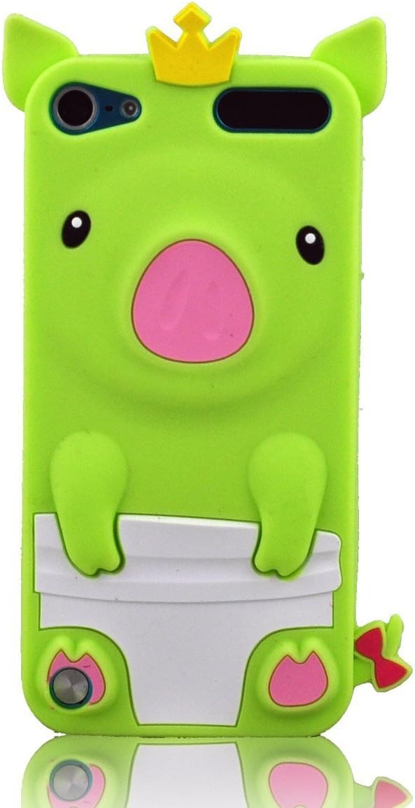 XKM 3D Crown Pig Silicone Case for Apple Ipod Touch 5/5G/5S(Green)