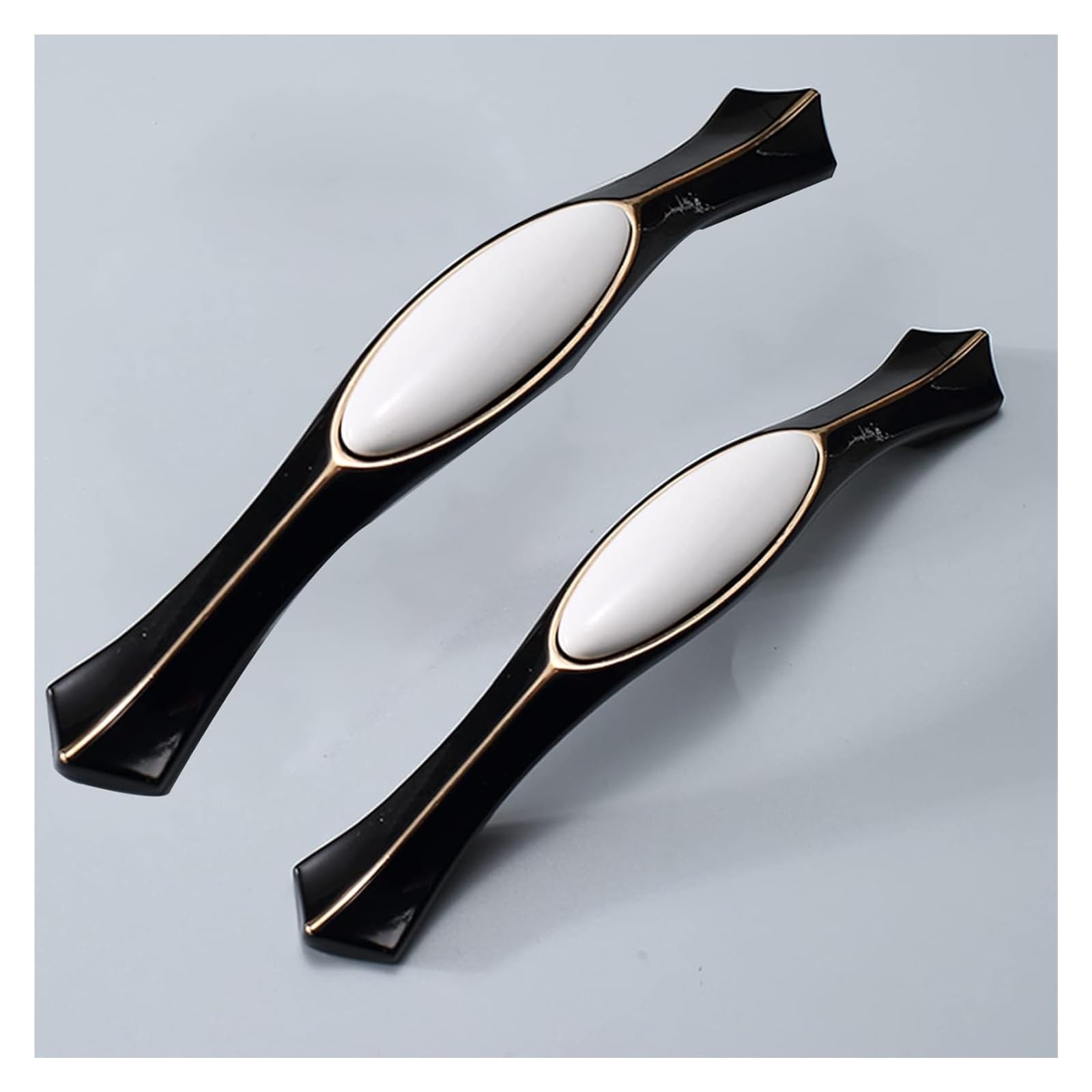 Mbhhu One Color Hidden Drawer Pulls，2 Pcs Ceramic Bow Pulls Handles Wardrobe Drawer Handles Dresser Kitchen Furniture Hardware Door Pull,Zinc Alloy Ceramic Drawer Knobs Cabinet Handles(Hole Distance 128Mm)