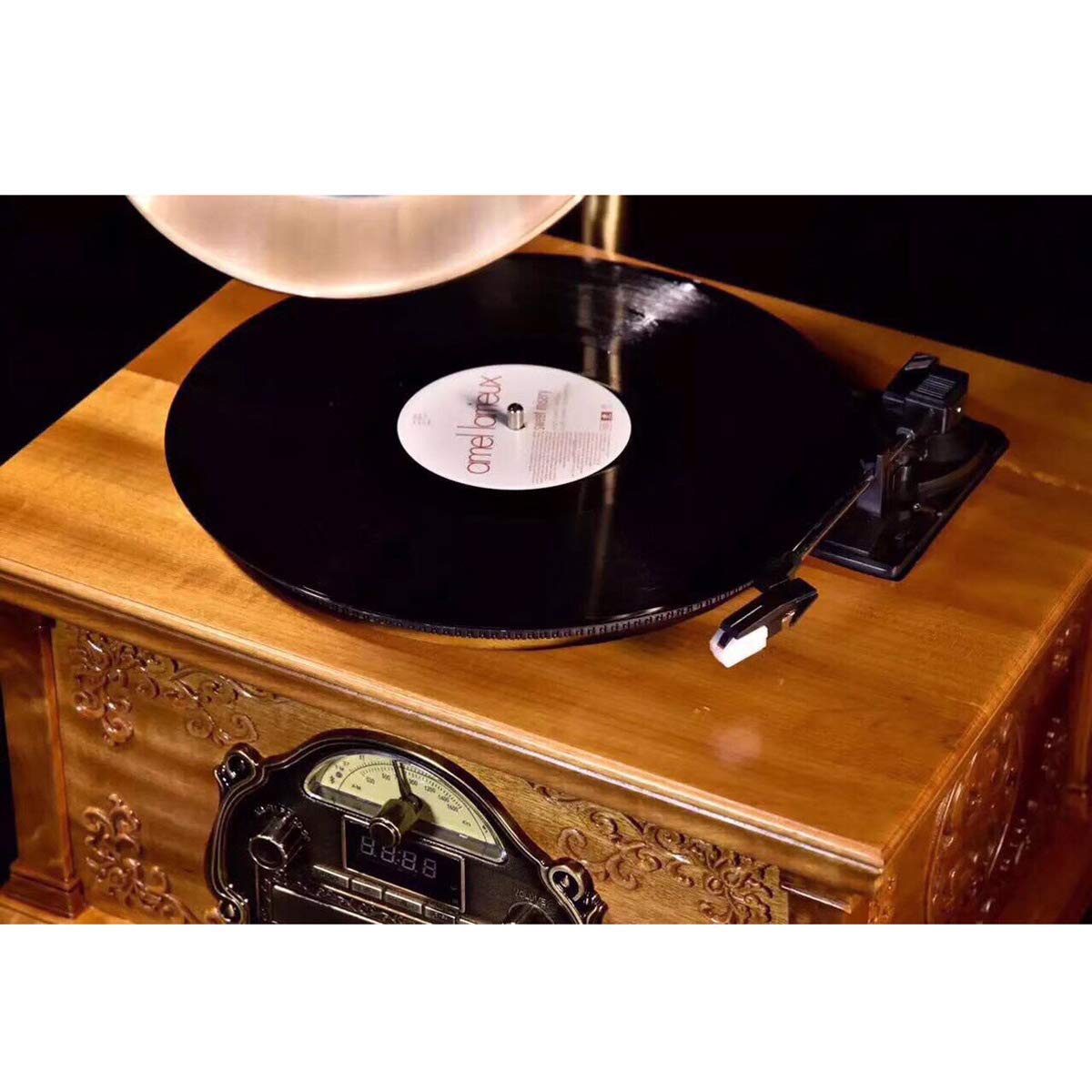 Tocadiscos retro con Bluetooth, USB y reproductor de CD para reproducción de discos de vinilo