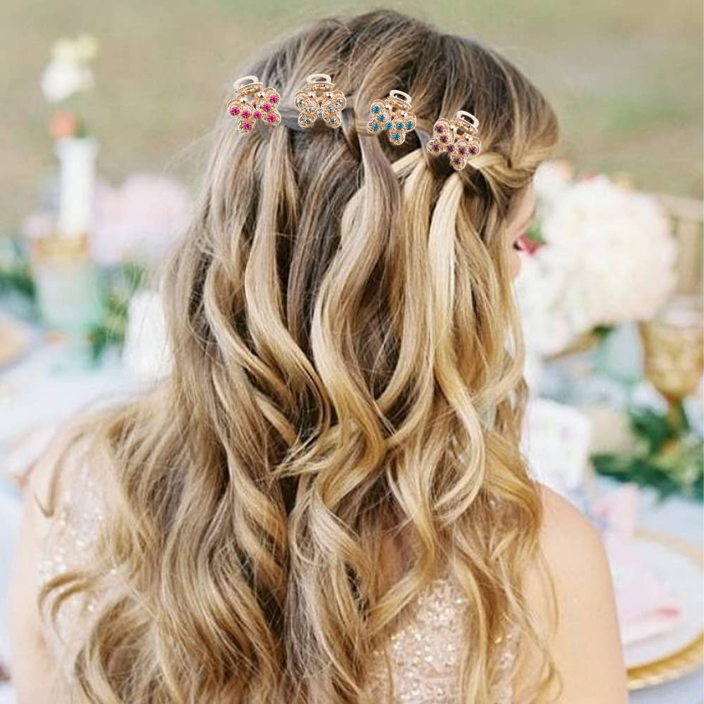 12 PACK Rhinestone Mini Butterfly Hair Claws Clips Crystal Metal No slip Hair Grip Clamps for Women Girls Hair Pins Mixed Color - Image 7
