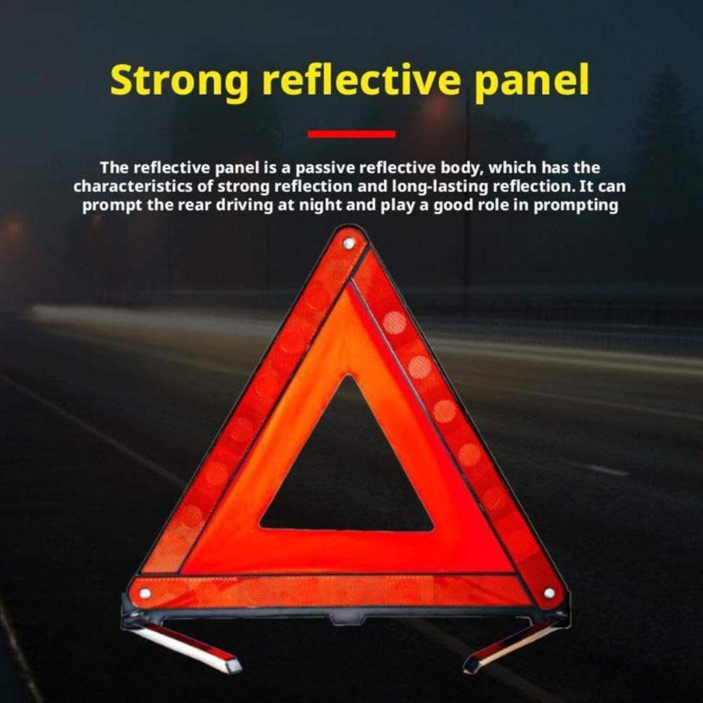 Warndreieck Notfall-Pannen-Warndreieck, rot, reflektierend, tragbar, faltbar, Sicherheits-Auto-Stopp-Reflektor(B)