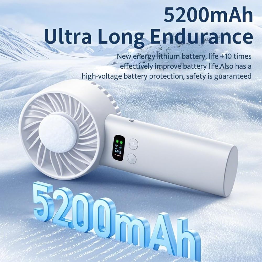 Portable Handheld Fan, Rechargeable 5200mAh Battery, Personal Mini Fan Rapid Cooling High Speed Turbo 100 Speed Adjustable, Digital Display, Travel Camping Outdoor Indoor Office, Gift for Women Men - Image 5