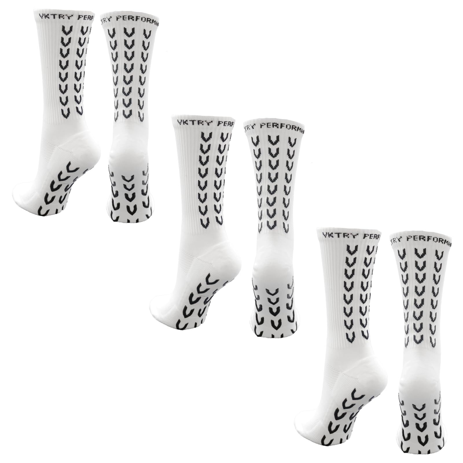 VKTRY Sportsocken, rutschfest, für Stollen und Sneaker, Fußball, Basketball, Yoga und mehr, 3 Stück