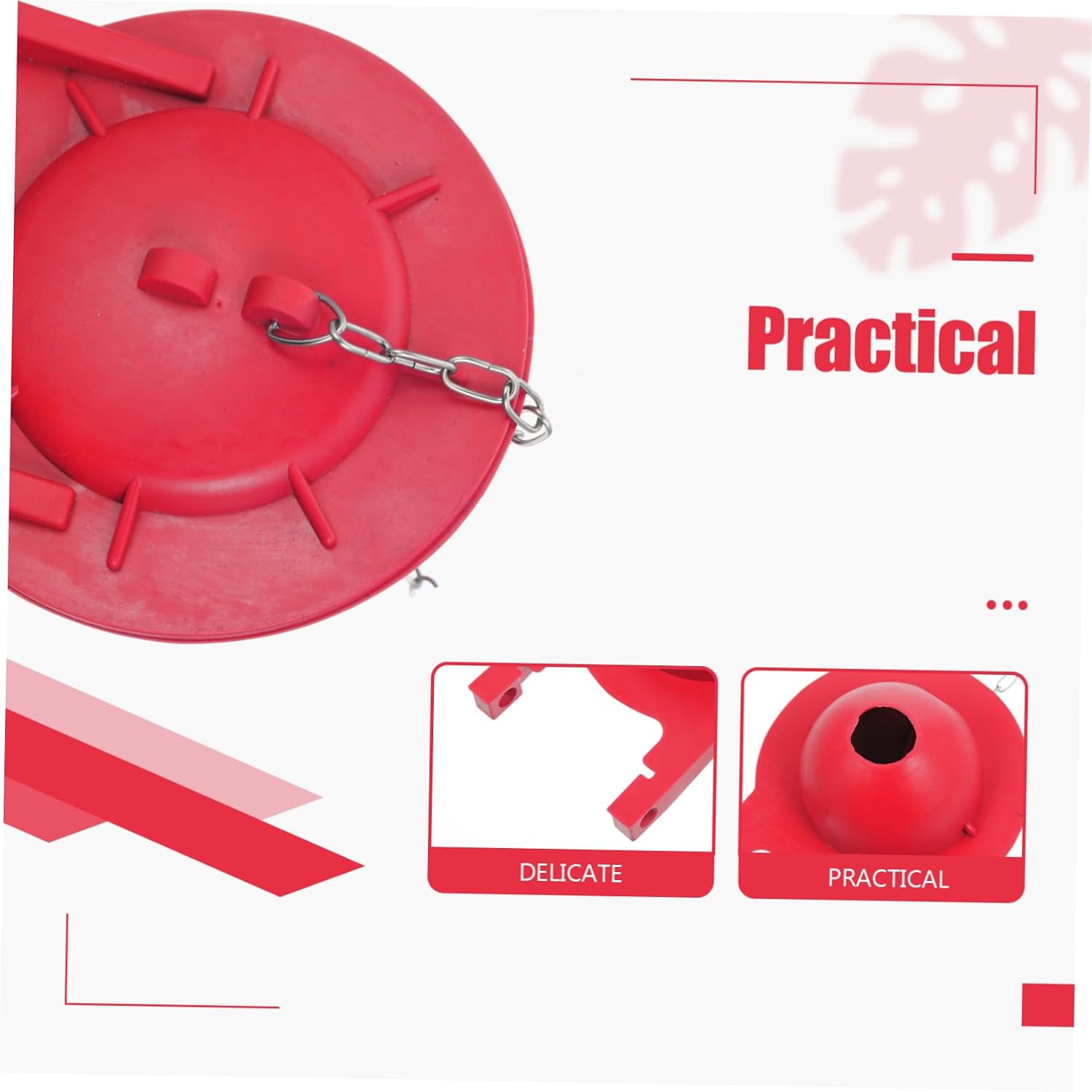 2pcs Toilet Flapper Drain Valves Durable Rubber Flapper Cover for Toilets Easy to Install Bathroom Accessories Red with Holes