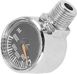 Tanque de Gás CO2 Com Rosca Lateral de 1/8 NPT, 2.000 PSI, Medidor Preto - Perfeito para Sistemas de Paintball, Airsoft e Bebidas
