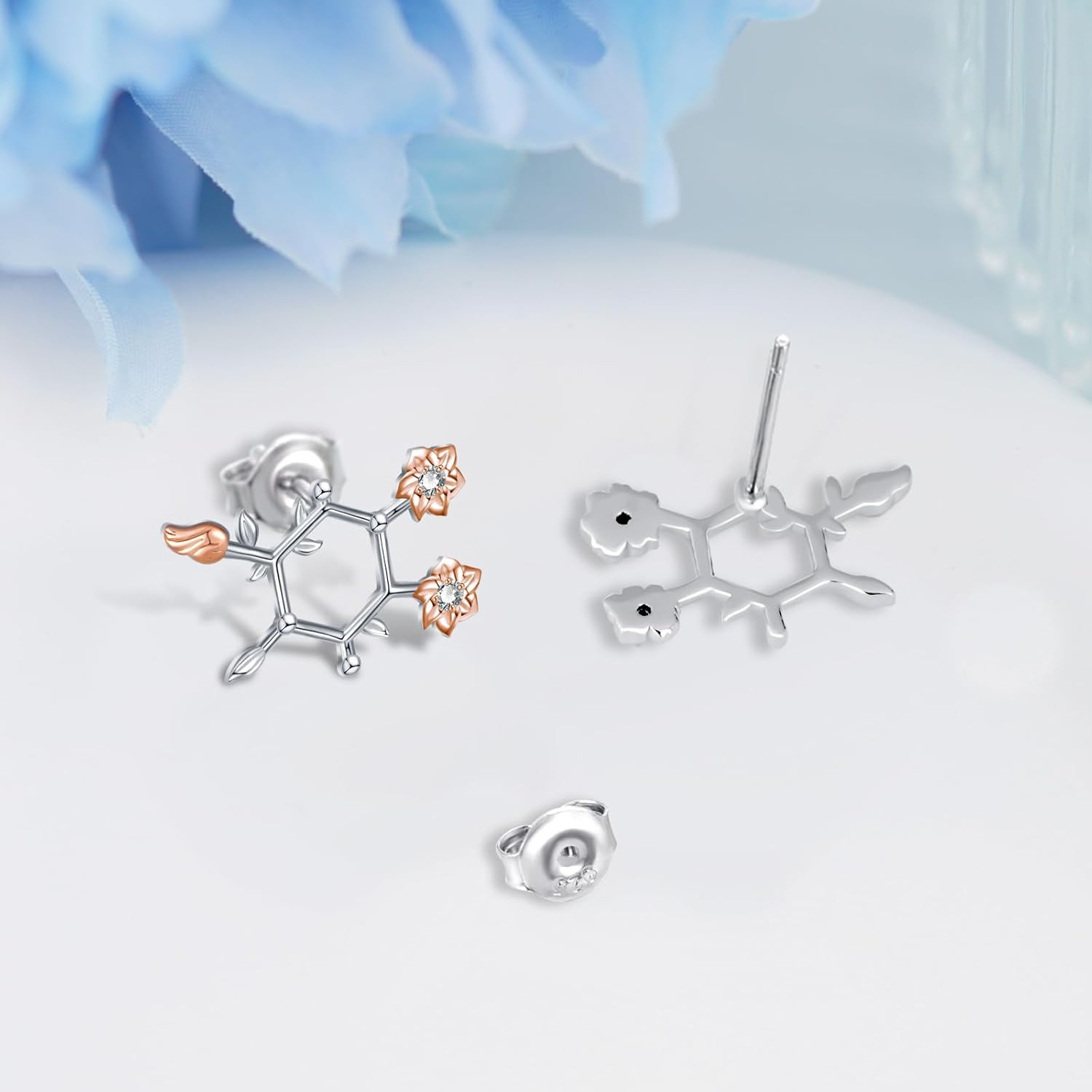 Happiness Serotonin Earrings Sterling Silver Science Stud Earrings Science Jewelry Gifts for Women - Image 2