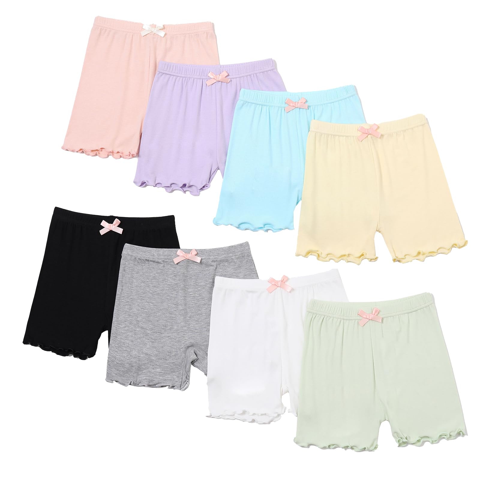 Chicduo Confezione da 8 pantaloncini da bici per ragazze Cartwheel Pantaloncini traspiranti da danza sotto il vestito pantaloncini per bambini