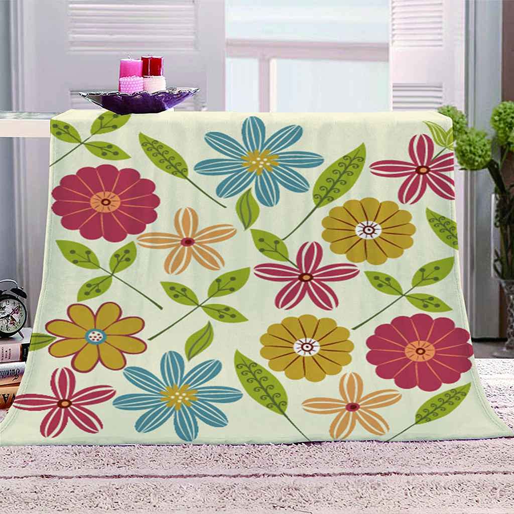 Couverture flanelle 130x150cm au toucher velours et motif végétal chic