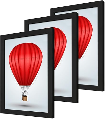 DABLUE Marco de fotos de 16 x 20 pulgadas, marco de madera maciza color negro, marco de póster de 16 x 20 pulgadas para montaje en pared horizontal