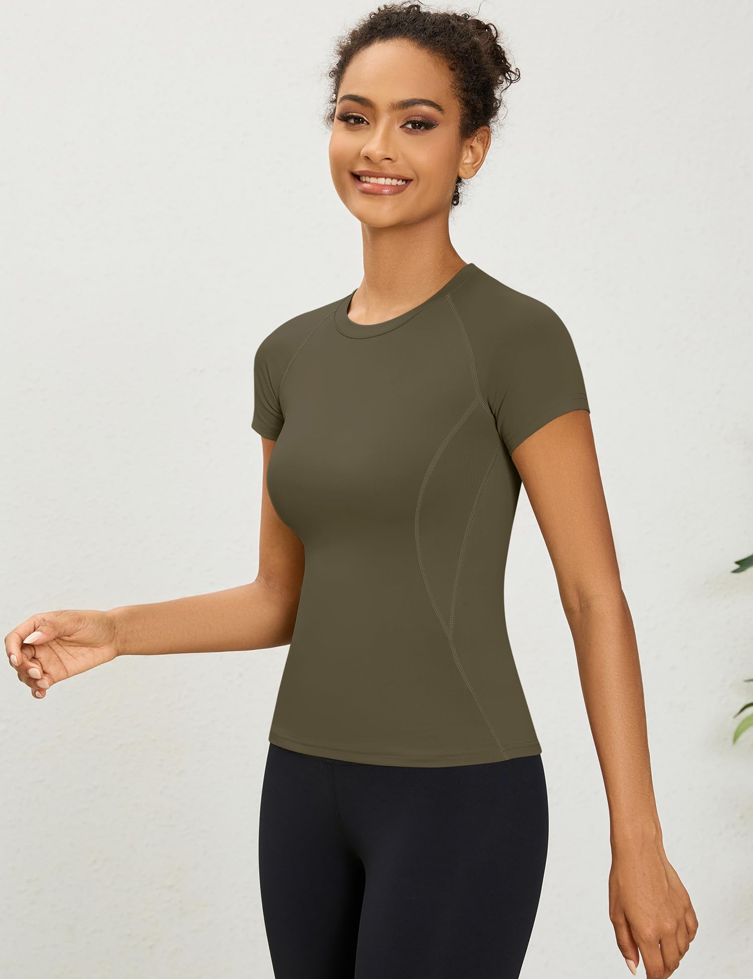 Rapbin Top da palestra da donna per allenamento, corsa, yoga, magliette sportive a maniche corte per esercizi atletici ad asciugatura rapida traspirante t-shirt