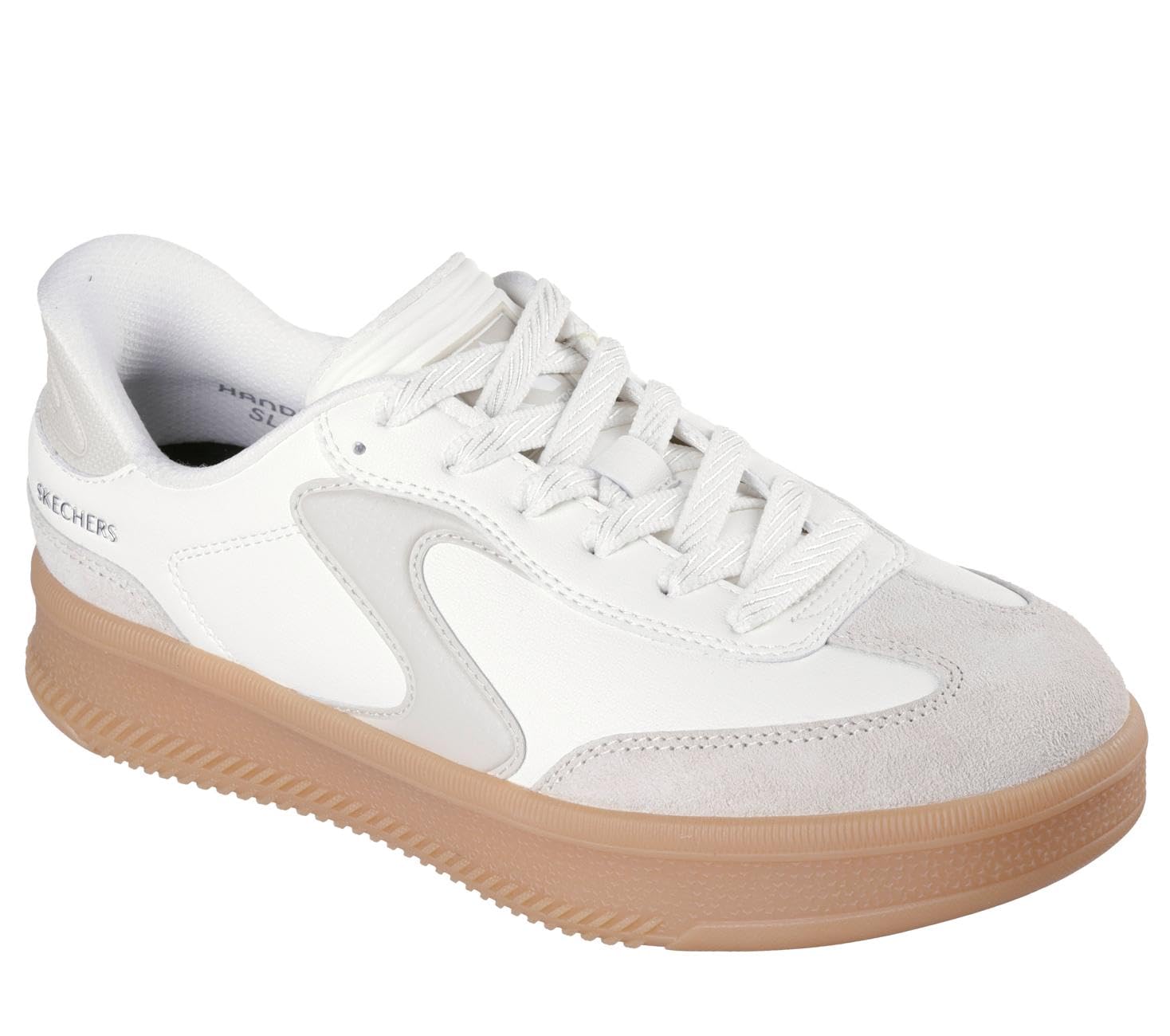 Skechers Women's Hotshot Hi Lifted Luxe Sneaker, Off White Duraleather/Leather/Trim, 4.5 UK