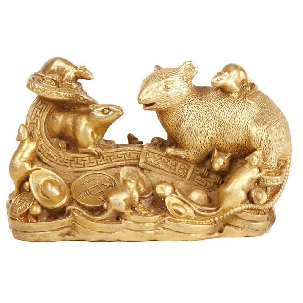 SnamicE ornaments resin brass decoration figurines mouse/rat sculpture statues money lucky fortune,