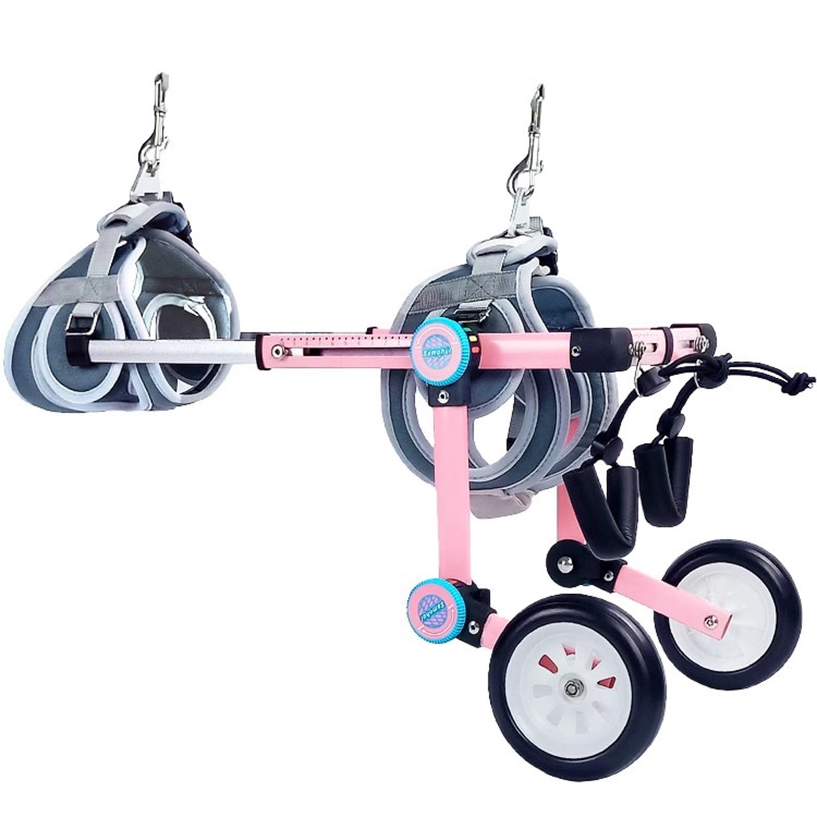 Yxxsdp Pink Small Dog Wheelchair For Back Legs, Adjustable Foldable Pet Wheelchair Dog Cart, With Wheels, Helping Pets With Paralyzed Hind Legs Mobility Again (Color : Size : Size3(Xs))
