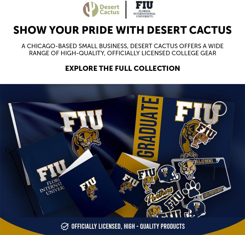 Desert Cactus Florida International University Baseball Hat Panthers FIU Brimmed Embroidered Hats Cap Adjustable Cloth Strap Adult (Style A) Blue