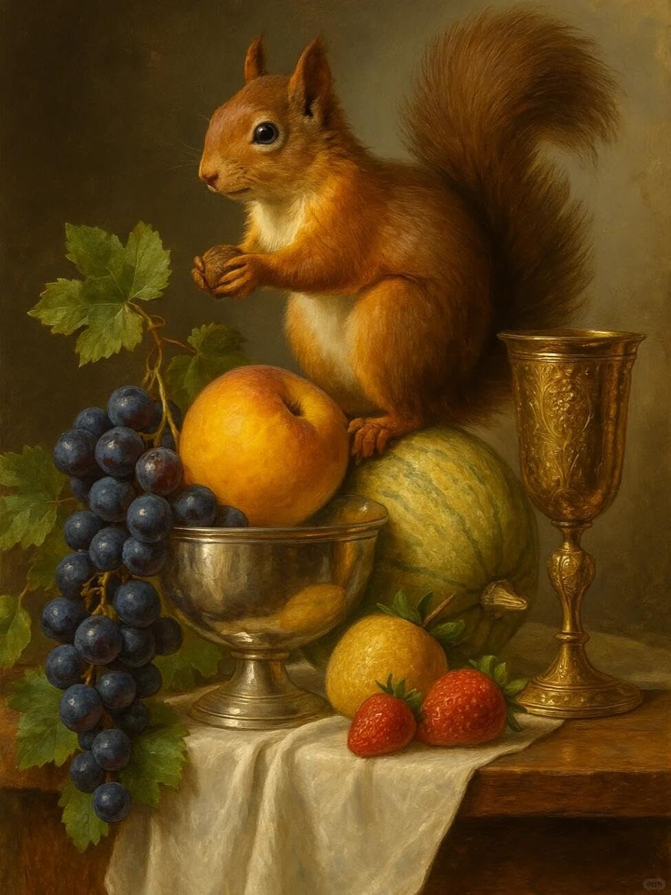 RKFLGEW DIY Embroidery Set Squirrel Oil Painting 40x50cm