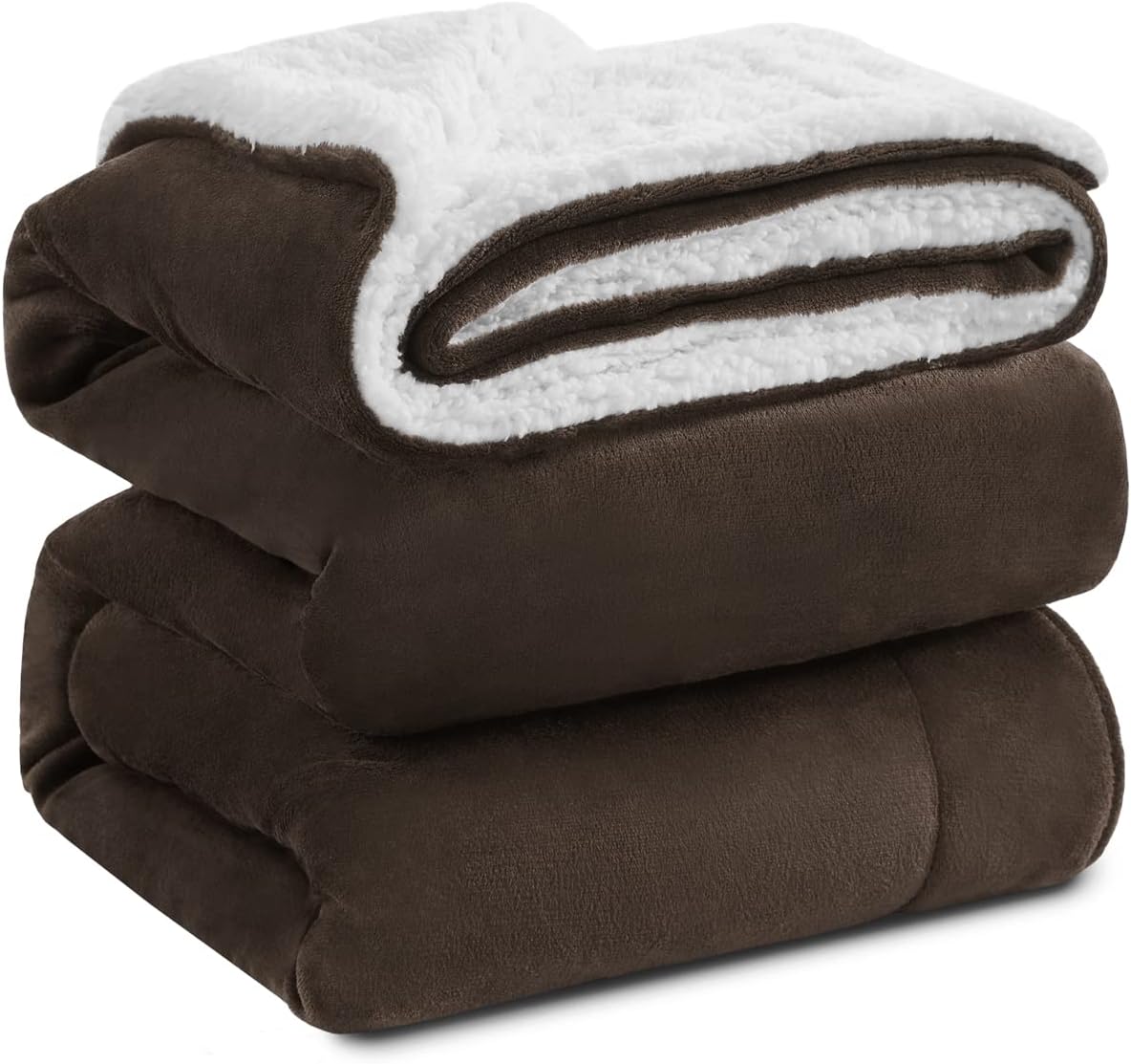 KAWAHOME Sherpa Fleece Blanket King Size Winter Heavy Thick Bed Extra Warm Super Soft 500GSM Warmest Blankets for Couch, 108" X 90" Brown