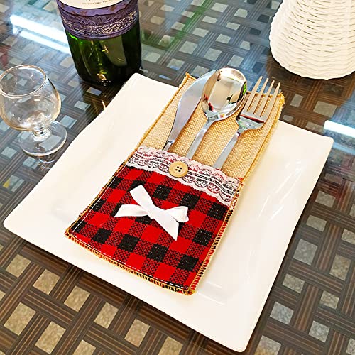 4 Pcs Christmas Tableware Holders Santa Silverware Holders Knife and Fork Cover Cutlery Pouch Bag For Table Decorations Tree Ornament Christmas Party