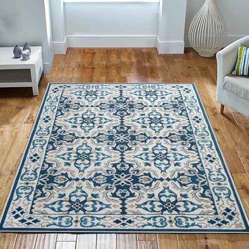 Imperial Rooms Area Rugs for Bedroom - Vintage Rugs Living Room 80x150 Cm Modern Floor Carpet - Traditional Design Non Shedding Durable Super Soft Rug Easy to Clean (Luna)