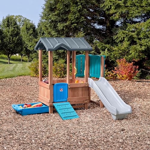 Step2 Woodland Adventure Playhouse & Slide, Kids Outdoor Playset, Backyard Playground Set, Swings, Storage Drawer, Made of Wood & Durable Plastic, Outside Jungle Gym, for Children 3-8 Years Old - image 3