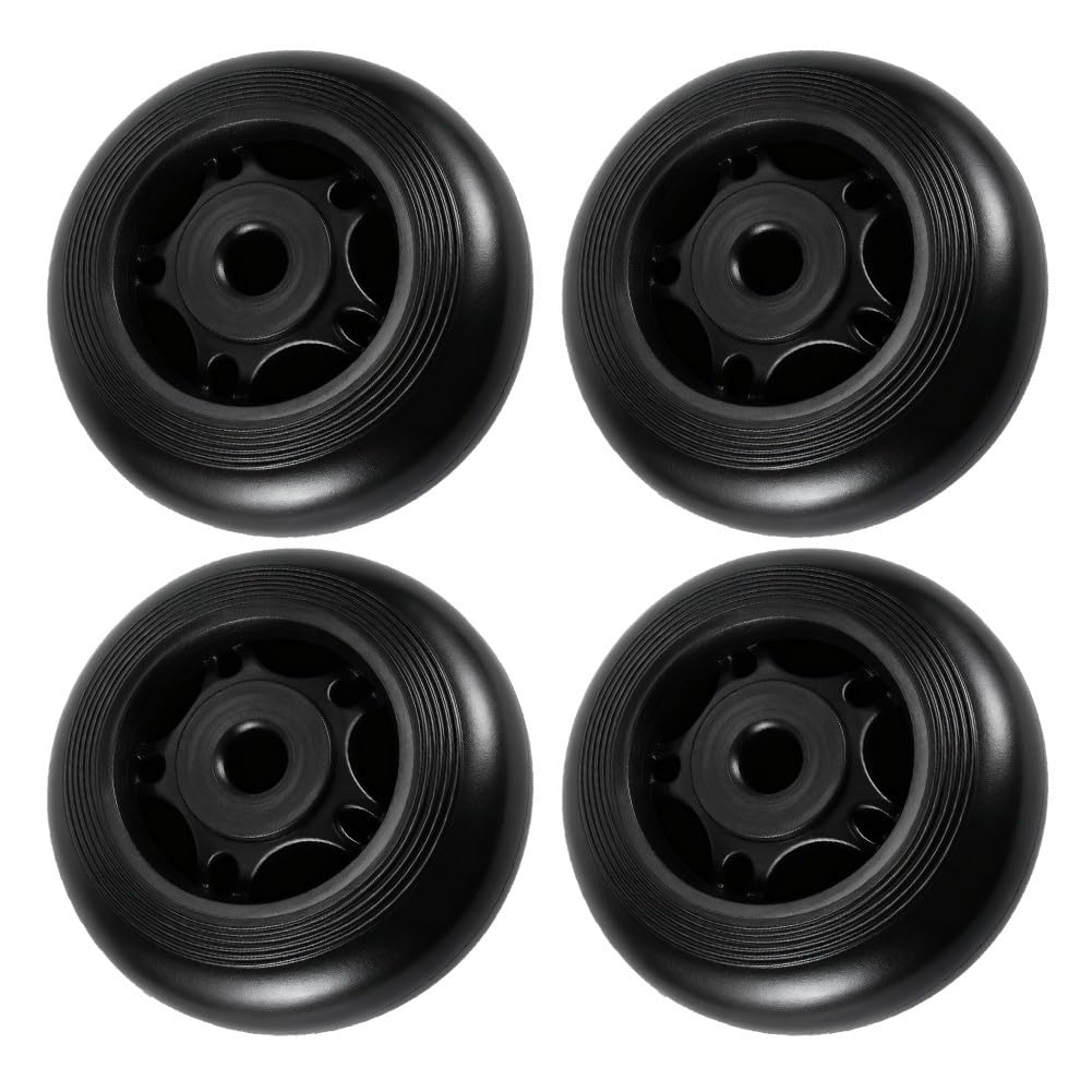Helilyco 4 Pack Fitness Equipment Wheels 70x25x8mm Low Noise Plastic Replacement Rollers Exercise Bikes Treadmills Black