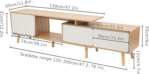 Miniatura 3 de Gdrasuya10 Soporte de TV de 47.2 pulgadas, moderno mueble de TV de estilo rural, consola de TV de perfil bajo, estante ajustable de mediados de