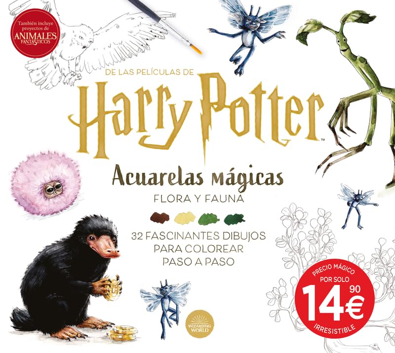 Harry Potter. Acuarelas mágicas: flora y fauna YPLUS Pintura con Libros de Agua para Niños Pequeños，Papel de Acuarela para Edades de 1 a 4 años，Regalo de Arte Artesanal con Pincel e Ilustraciones de Animales de Granja Incluidas