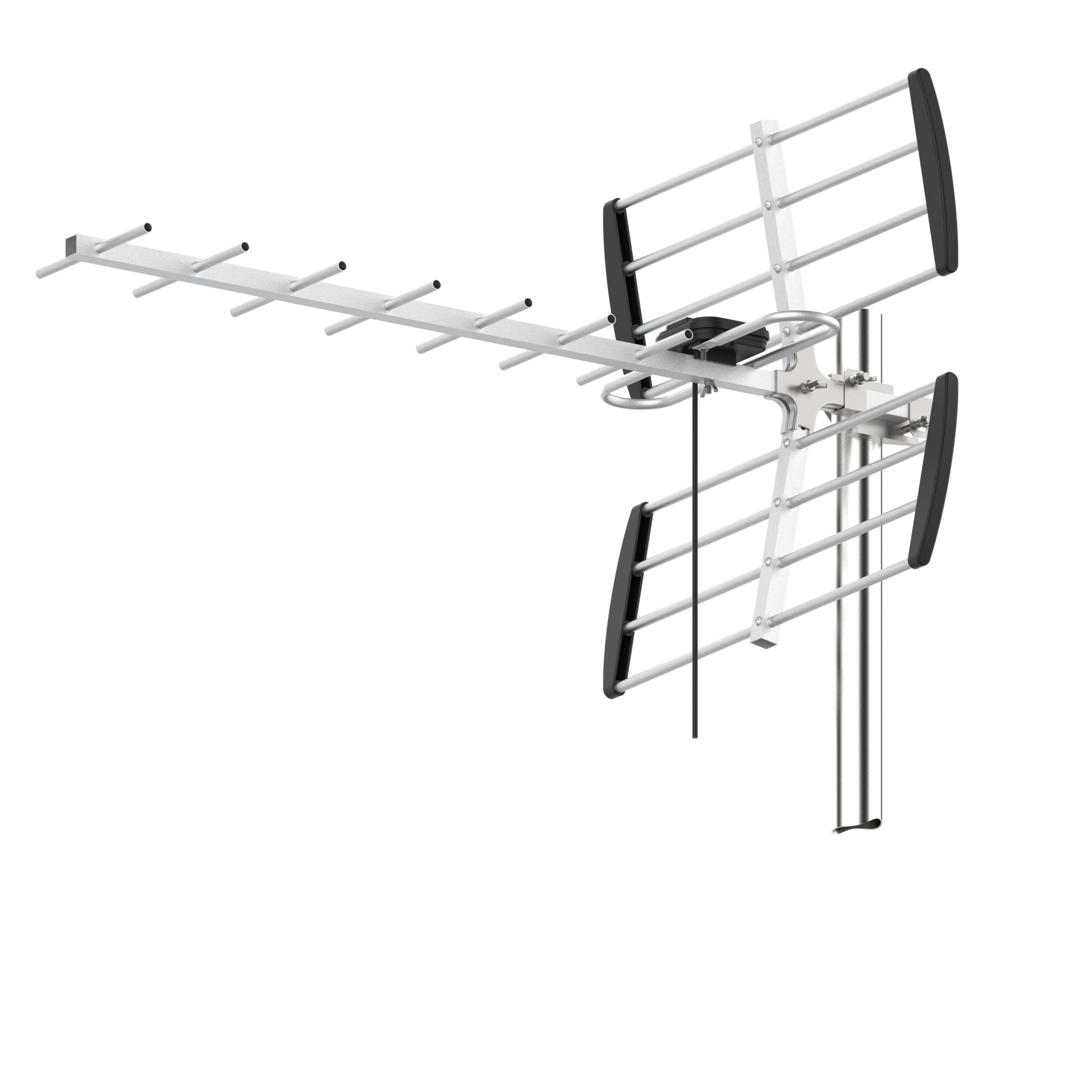 Antenna TV per esterni DVB-T2 – ricezione 360° per Smart TV – Supporta 4K / Full HD – Antenna digitale resistente alle intemperie – Cavo coassiale – Lunghezza cavo 10 m