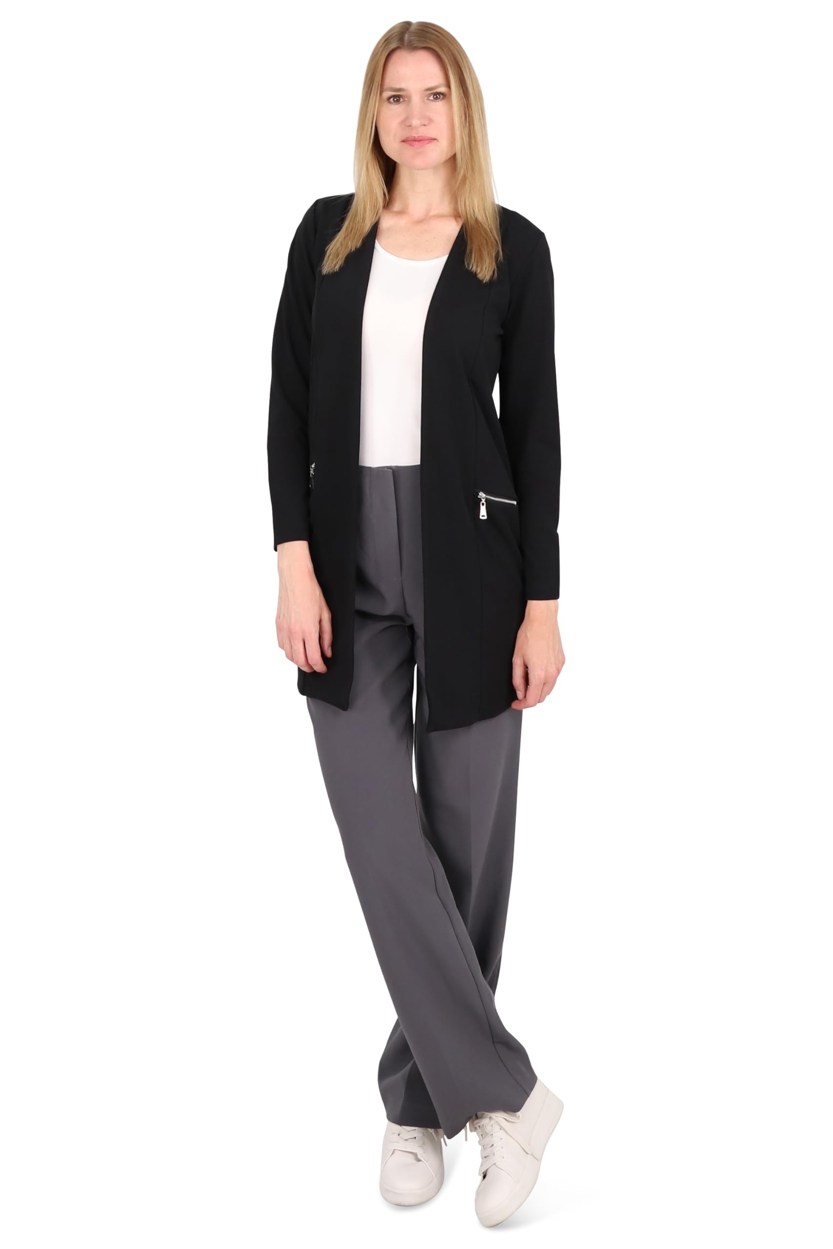 Malito - Damen Langarm Casual Blazer - offener eleganter Stretch-Blazer - weich & figurumspielend - Business Longblazer 6041