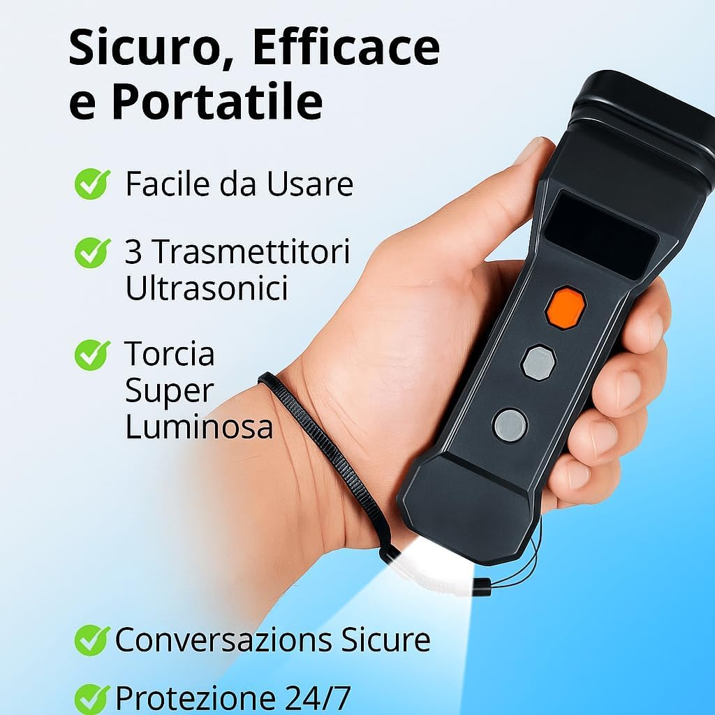 Power Dog - Répulsif pour chiens agressifs à ultrasons - Avec LED Flash, sûr, portable et non nocif pour les animaux - Protection et outil de dressage - Portée 20 m (Dog)