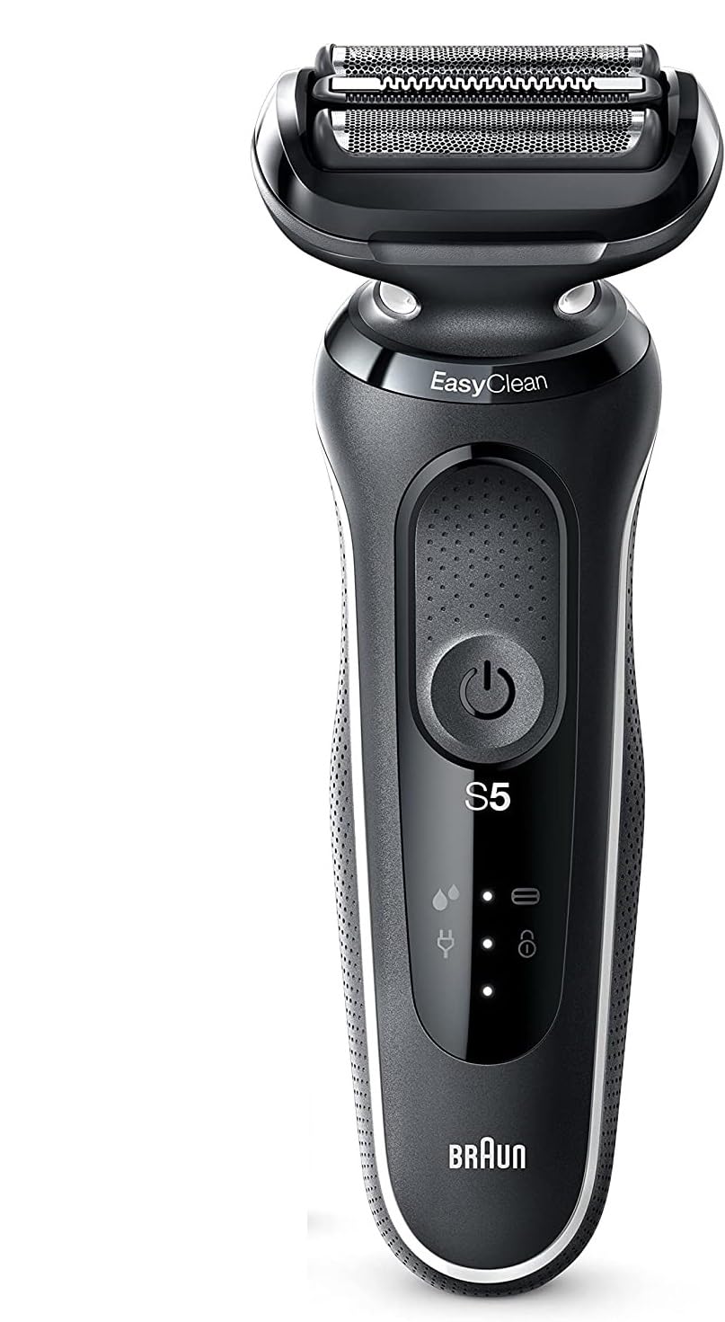 Braun Series 5 golarka elektryczna z nasadką EasyClick, trymer do brody, golarka męska, EasyClean, na mokro i sucho, prezent dla mężczyzny, wyprodukowano w Niemczech, 51-W1500s, biała