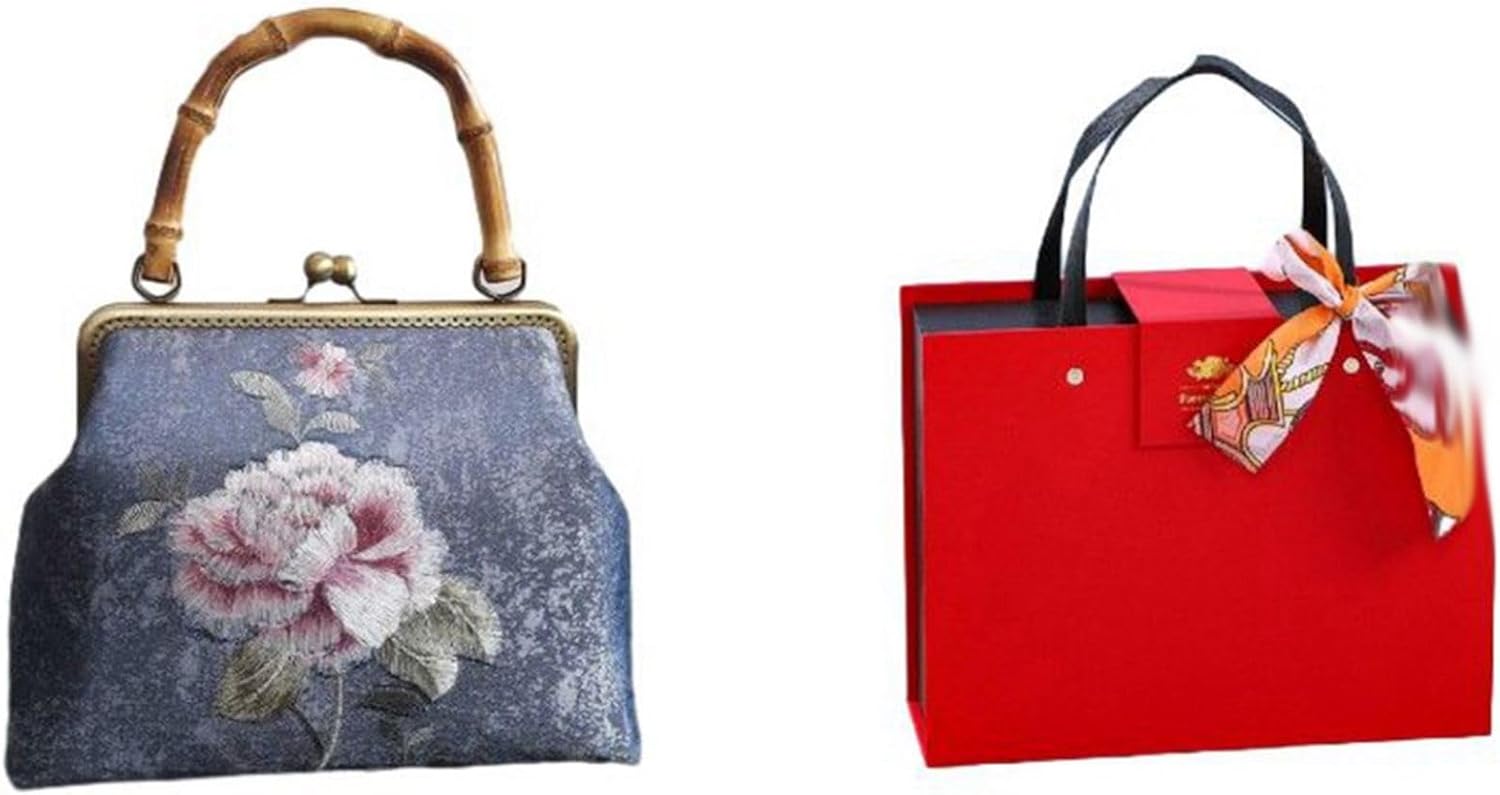 [GUREITOJP] パーティーバッグ レディース クラッチバッグ 結婚式 赤 青 紫 チェイン付き ショルダーバッグ 花刺繍 牡