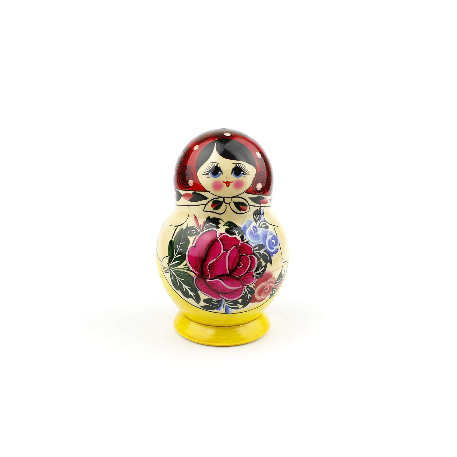 Poupées Russes De Forme Arrondie, 10 Poupées Matriochka Traditionnelles Style Semyonov Rouge | Jouet En Bois, Babouchka Fabriqué A La Main En Russie | Semyonov De Forme Arrondie, 10 Pièces, 16 cm