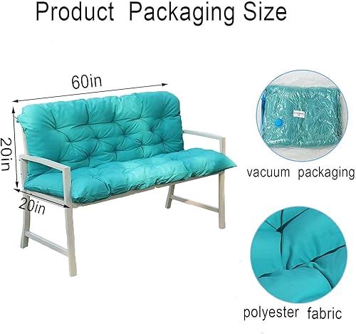 Miniatura 6 de JYSXAD Cojines de repuesto para columpio, cojines de columpio de porche con respaldo de 2 a 3 plazas, cojines de banco impermeables con lazos para