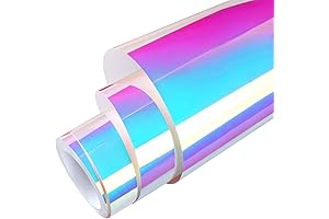 WRAPXPERT 12" x 8ft Iridescent Vinyl, Opal White Holographic Permanent Vinyl