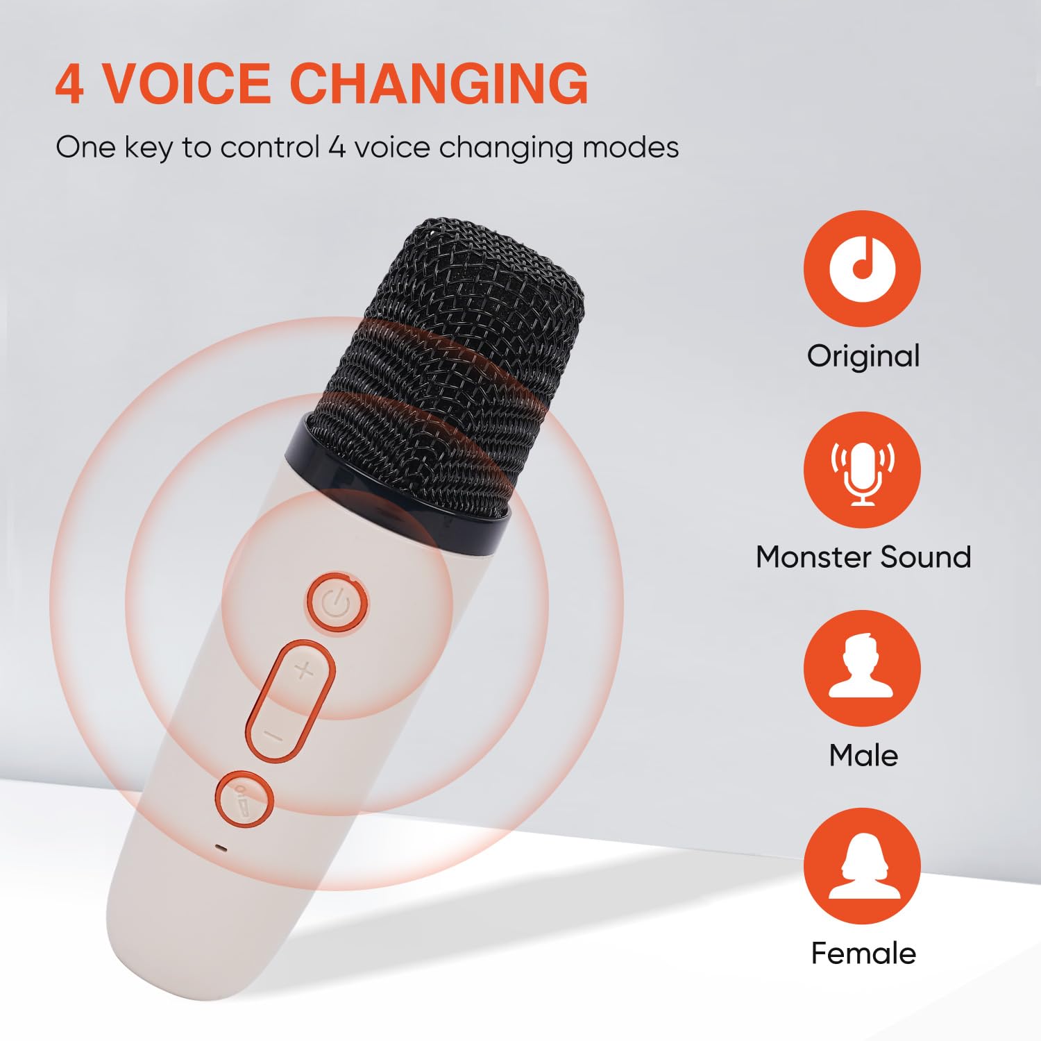 DYNASONIC B52 Karaoke z dwoma mikrofonami Głośnik Bluetooth Karaoke dla dzieci Elektroniczna zabawka dziecięca Prezenty dla dzieci w wieku 3-15 lat (BIAŁY)