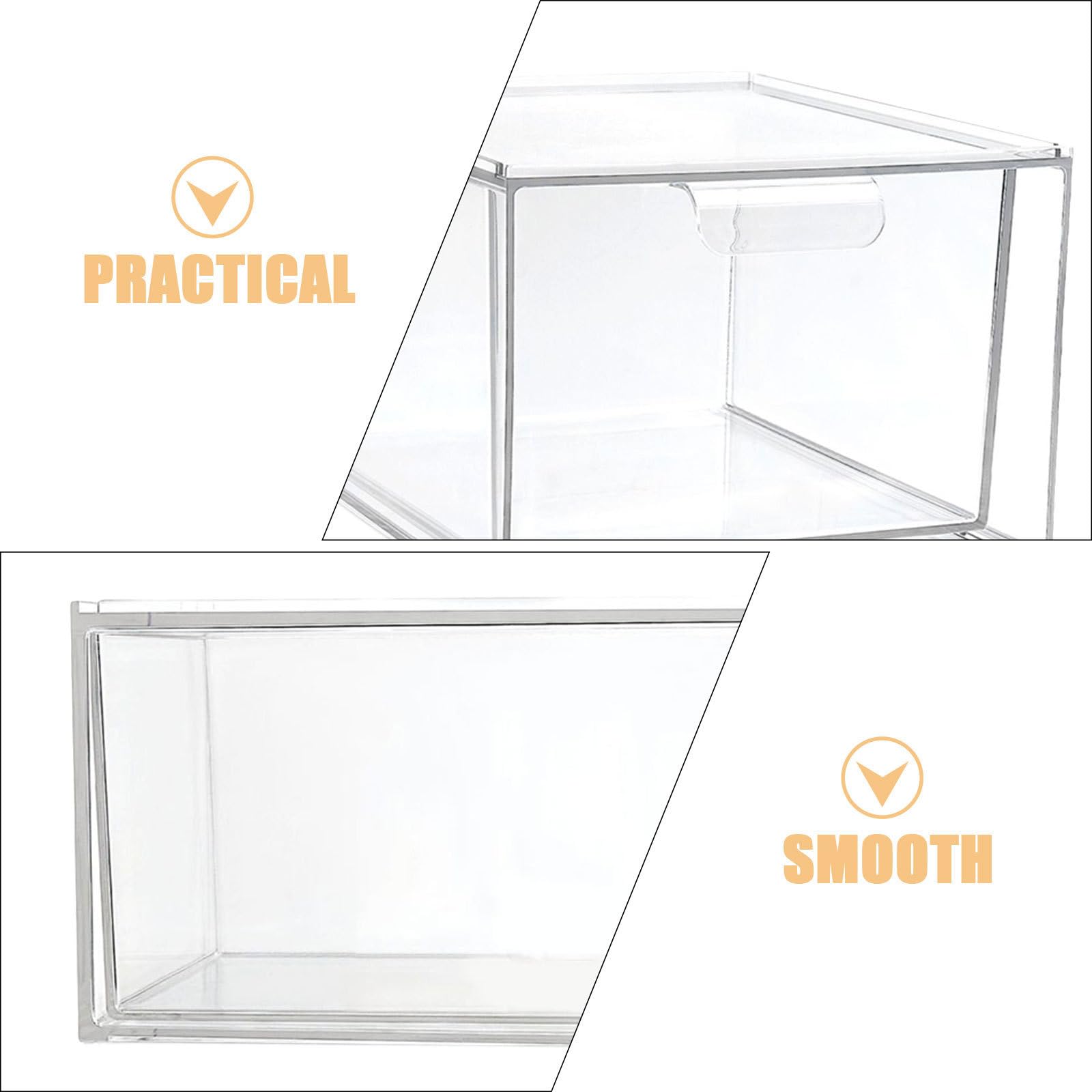 Alasum 4 Pezzi Organizer Trasparente Design Impilabile con Divisori Rimovibili e Maniglia in Pet per Collane e Rossetti per Uso Domestico e Cassetti da Ufficio