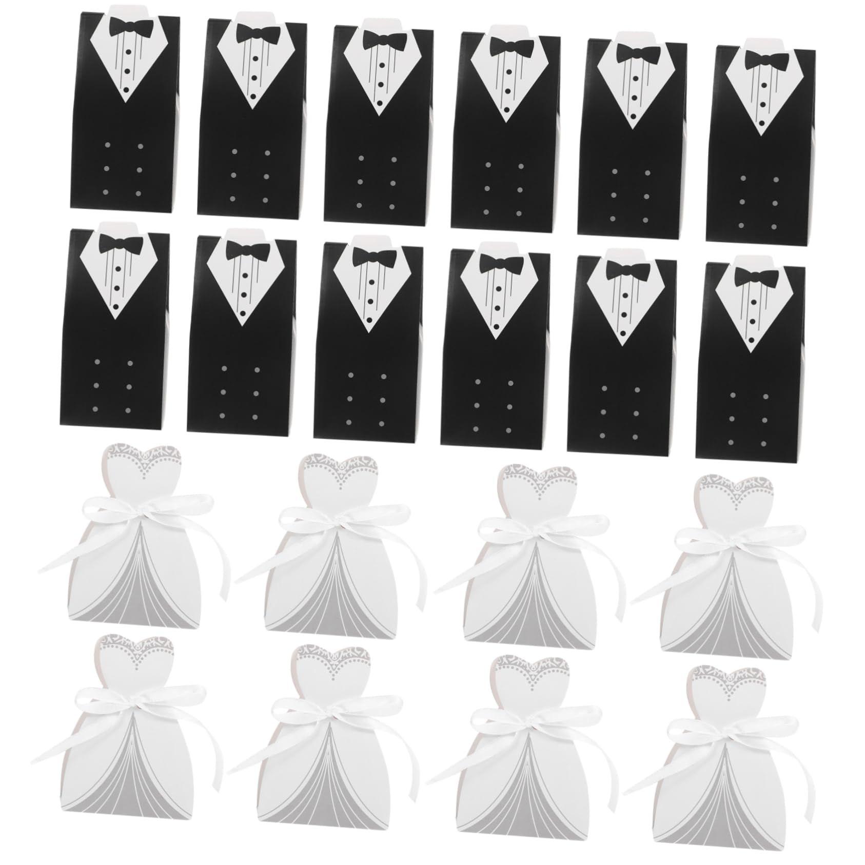Cabilock Scatole Portaconfetti Matrimonio 100 Pezzi, Cartoncino Bianco, Design Sposo e Sposa, Confezioni per Dolci per Feste